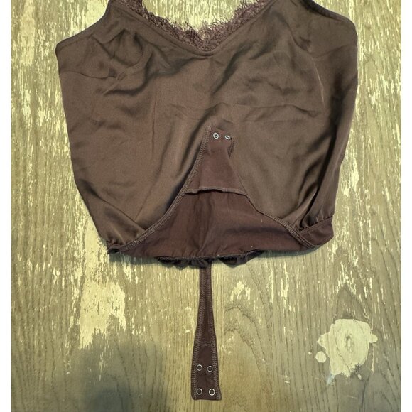 Abercrombie & Fitch Brown Satin Lace Cami Bodysuit NEW SMALL - Picture 6 of 10